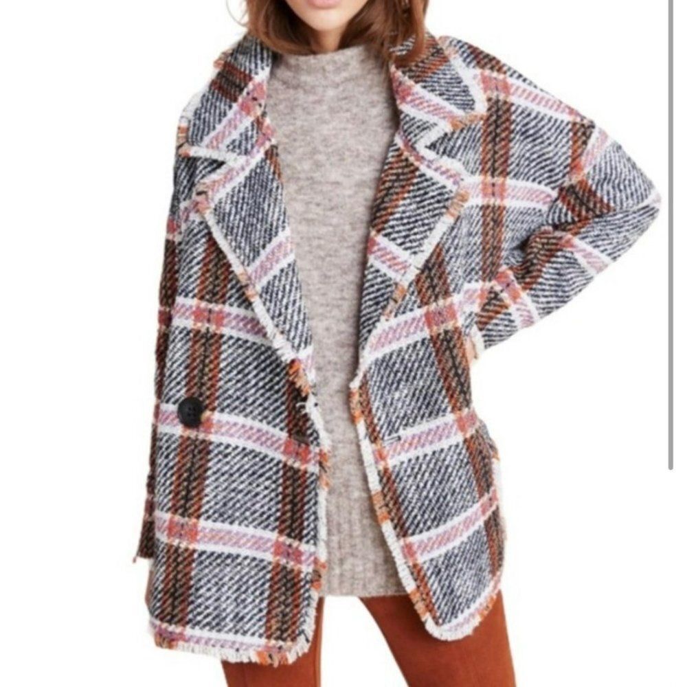NWOT ANTHRO EVA FRANKO “CARRIE” DOUBLE BREASTED PLAID JACKET